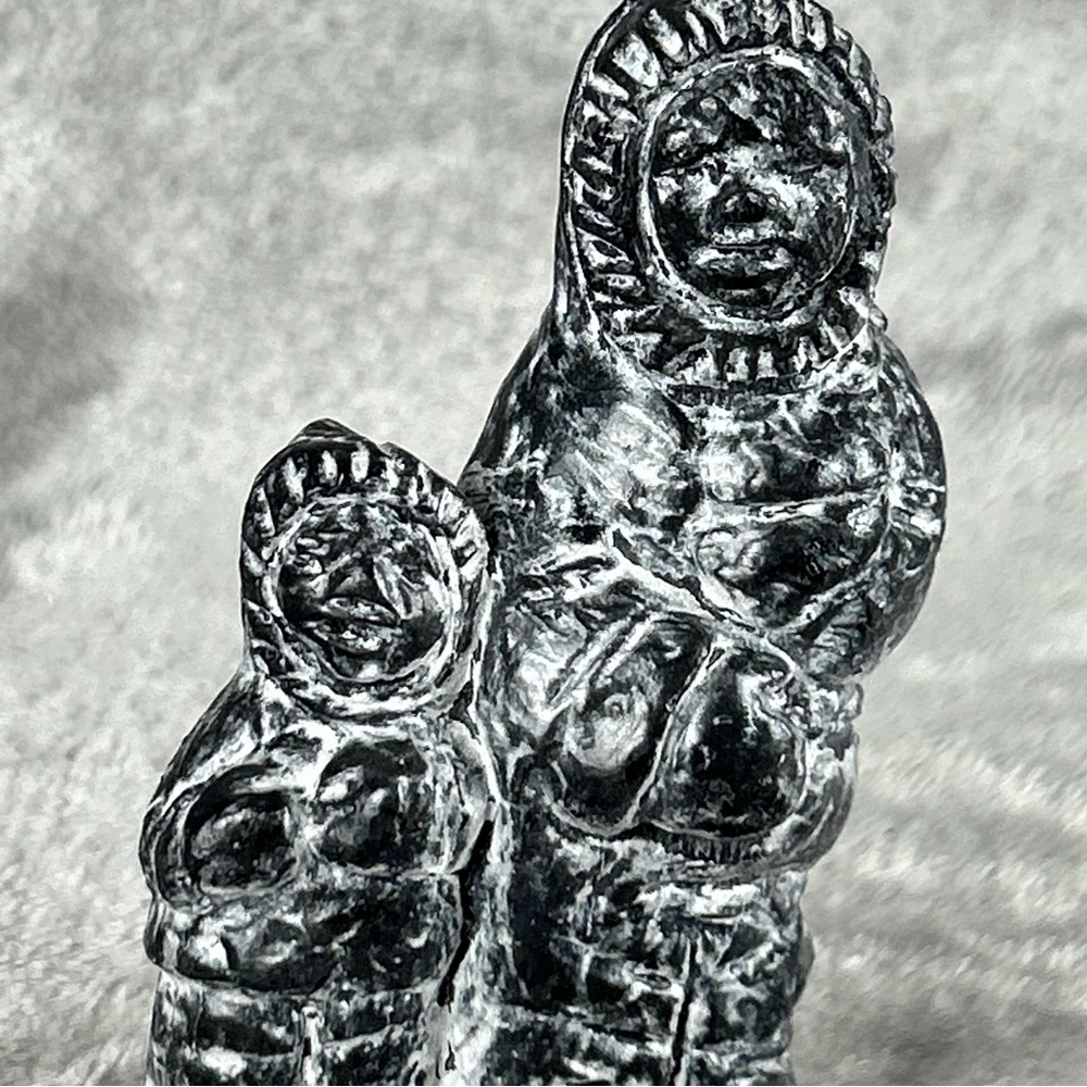 Inuit Mother & Child Soapstone Sculpture Al WOLF Original Figurine VTG Canada
